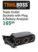 Trail Boss Triple Outlet Sockets With USB & Battery Analyser