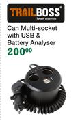 Trail Boss Can Multi-Socket With USB & Battery Analyser