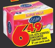 Lil-Lets Scented/Unscented Sanitary Pads-8's Per Pack