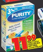 Purity 2nd/3rd Foods Add Milk Baby Cereal-200gm