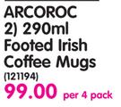 Arcoroc 290ml Footed Irish Coffee Mugs-Per 4 Pack