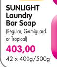 Sunlight Laundry Bar Soap(Regular, Germiguard Or Tropical)-42x400/500g