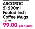 Aro Arcoroc 290ml Footed Lrish Coffee Mugs-Per 4 Pack
