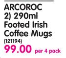 Aro Arcoroc 290ml Footed Lrish Coffee Mugs-Per 4 Pack
