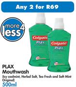 Plax Mouthwash(Icy Coolmint, Herbal Salt, Tea Fresh and Soft Mint Original)-2 x 500ml