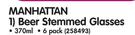Manhattan Beer Stemmed Glasses-370ml Per 6 Pack