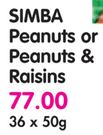 Simba Peanuts Or Peanuts & Raisins-36x50g