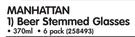 Manhattan 370ml Beer Stemmed Glasses-Per 6 Pack