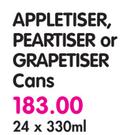 Appletiser, Peartiser Or Grapetiser Cans-24x330ml