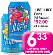 Just Juice Cans (All Flavours)-24 x 330ml