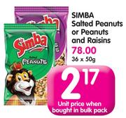 Simba Salted Peanuts Or Peanuts And Raisins-36 x 50g