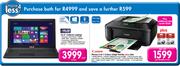 Asus 15.6" Celeron Laptop Plus Canon 4-In-1 Colour Inkjet Printer Plus Inks MX534