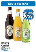 Rose's Cordial(All Flavours)-3x750ml