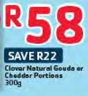 Clover Natural Gouda Or Cheddar Portions-2 x 300g