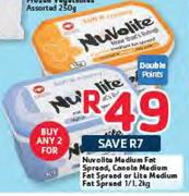Nuvolite Medium Fat Spread,Canola Medium Fat Spread Or Lite Medium Fat Spread-1/1.2Kg