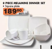 8 Piece Melamine Dinner Set Square Plate