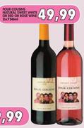 Four Cousins Natural Sweet White Or Red Or Rose Wine-2x750ml