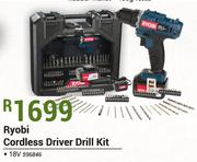 Ryobi 18V Cordless Driver Drill Kit