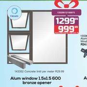 Aluminium Window 1.5 x 1.5 600 Bronze Opener