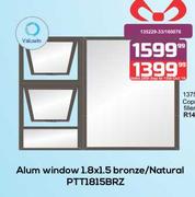 Valuwin Aluminium Window 1.8 x 1.5 Bronze/Natural PTT1815BRZ