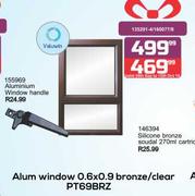 Valuwin Aluminium Window 0.6 x 0.9 Bronze Clear PT69BRZ