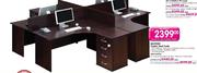 Bedford 1x4 Drawer Desk High Pedestal