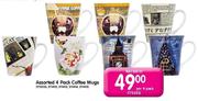 Assorted Coffee Mugs-Per 4 Pack