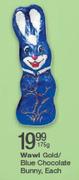 Wawl Gold/Blue Chocolate Bunny-175g Each