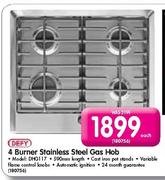 Defy 4 Burner Stainless Steel Gas Hob-Each