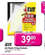 Flip File A4 Plastic Filing Pockets-Each