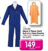 Mens 2 Piece Conti Suit Plus Free Poncho-Per Set