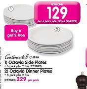 Conbinental China Octavia Side Plates-6 Pack Plus 2 Free