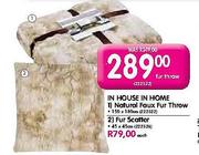 In House In Home Natural Faux Fur Throw 150 x 180cm