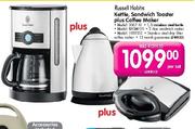 Russell Hobbs Kettle, Sandwich Toaster Plus Coffee Maker-Per Set