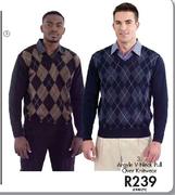 Argyle V-Neck Pullover Knitwear-Each