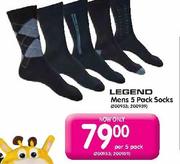 Legend Mens 5 pack Socks-Per 5's Pack