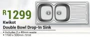 Kwikot Double Bowl Drop In Sink-1160 x 500mm