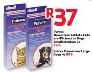 Pulvex Dewormer Tablets Cats And Kittens Or Dogs Small/Medium-2's Each