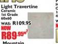 Light Travertine Ceramic 1st Grade Tiles 60x60-Per Sqm