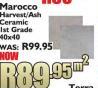 Marocco Harvest/Ash Ceramic 1st Grade Tiles 40x40-Per Sqm