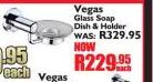 Vegas Glass Soap Dish & Holder-Each