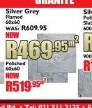 Silver Grey Polished 60x60 Tile-Per Sqm