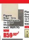 Figaro Beige/Grey Glazed Ceramic 1st Grade Tile 50x50-Per Sqm