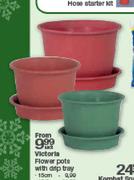 Victoria Flower Pots With Drip Tray-15cm