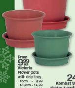 Victoria Flower Pots With Drip Tray-18.5cm