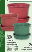 Victoria Flower Pots With Drip Tray-24.5cm