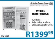 Kelvinator White Bar Fridge-120L