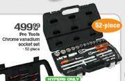 Pro Tools Chrome Vanadlum Socket Set-52 Piece