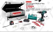 Makita 18V Li-Ion Impact Drill Plus 67 Piece Accessory Set-Per Set