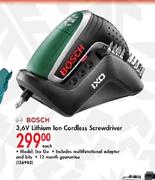Bosch 3.6V Lithium Ion Cordless Screwdriver Each